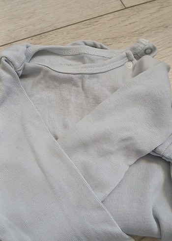 Gri Uzun Kollu Pamuklu Bebek Body - Görsel 3