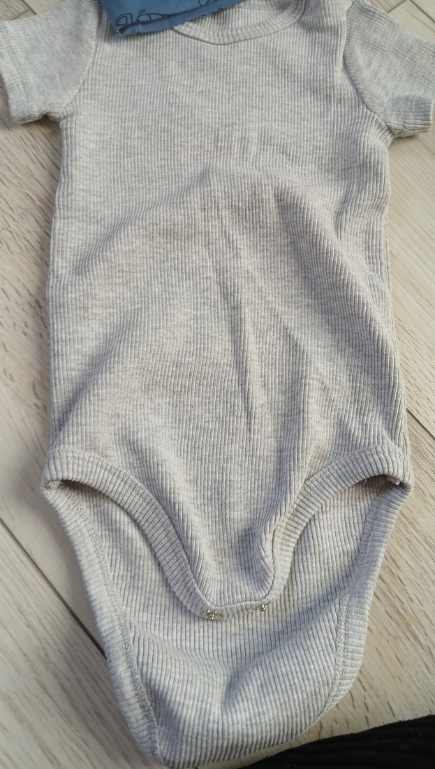 Gri Kısa Kollu Bebek Body - Görsel 3