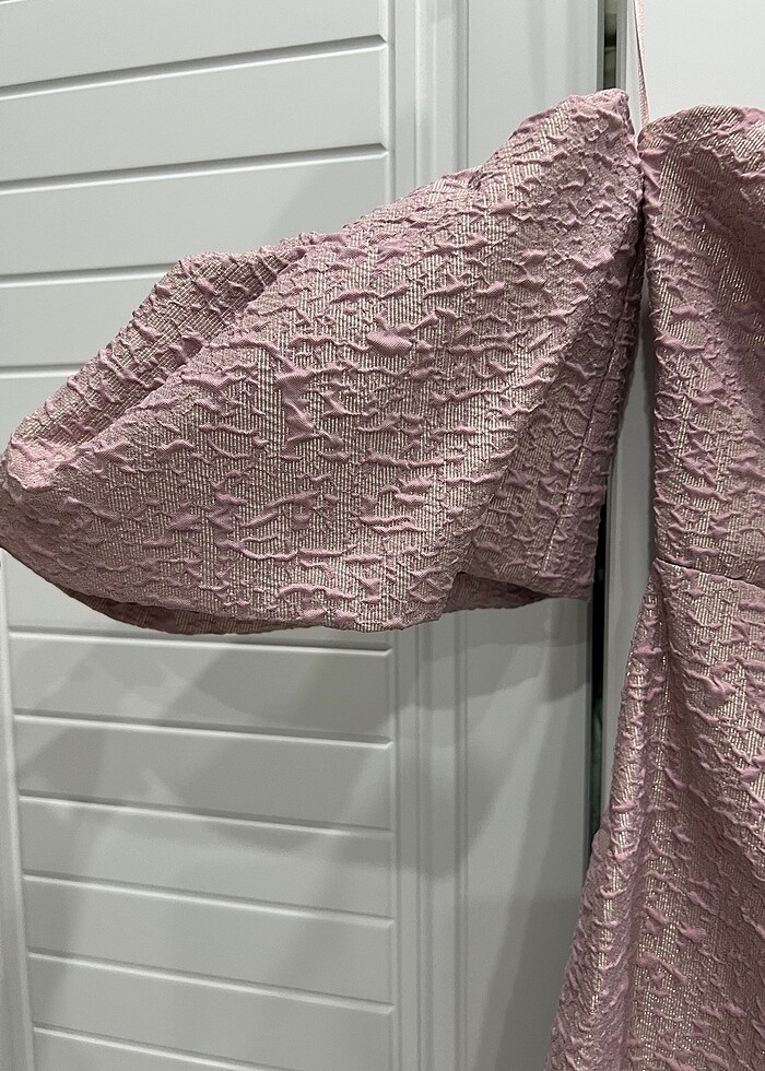 straplez balon kol elbise - Görsel 2