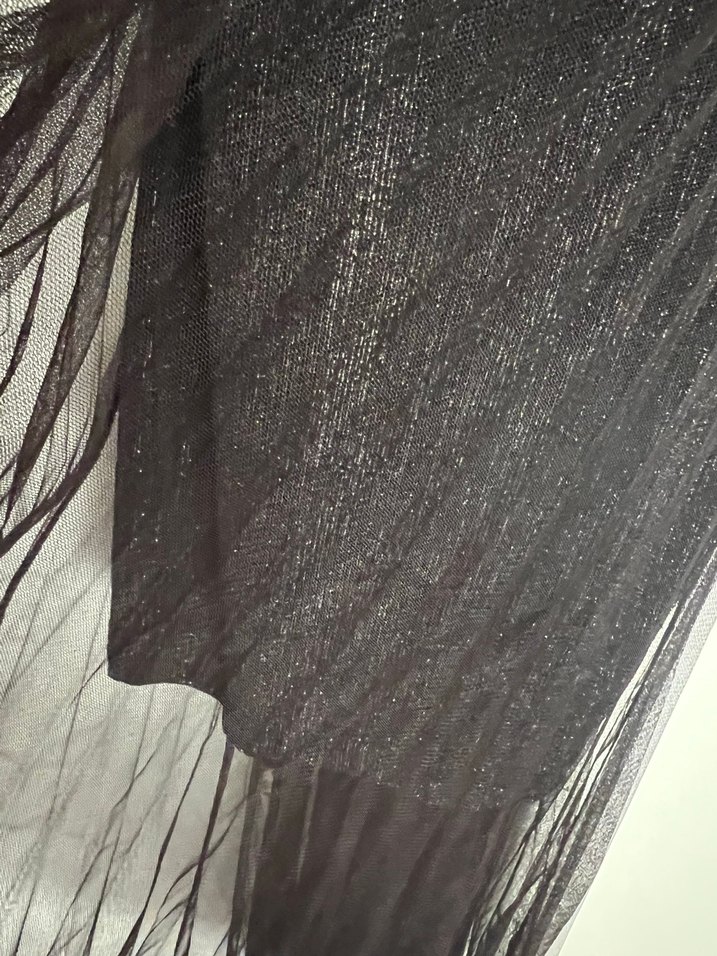 Siyah Pilili V Yaka Uzun Askılı Elbise - Görsel 3