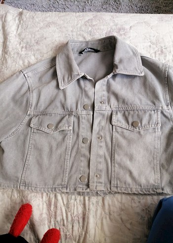 Gri Bol Kesim Denim Ceket - Görsel 2