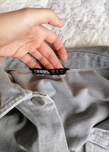 Gri Bol Kesim Denim Ceket - Görsel 3