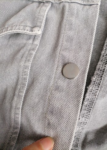 Gri Bol Kesim Denim Ceket - Görsel 4