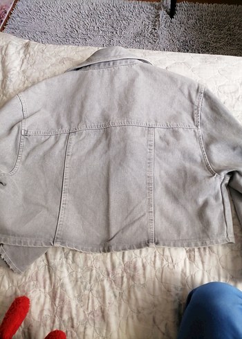 Gri Bol Kesim Denim Ceket - Görsel 6