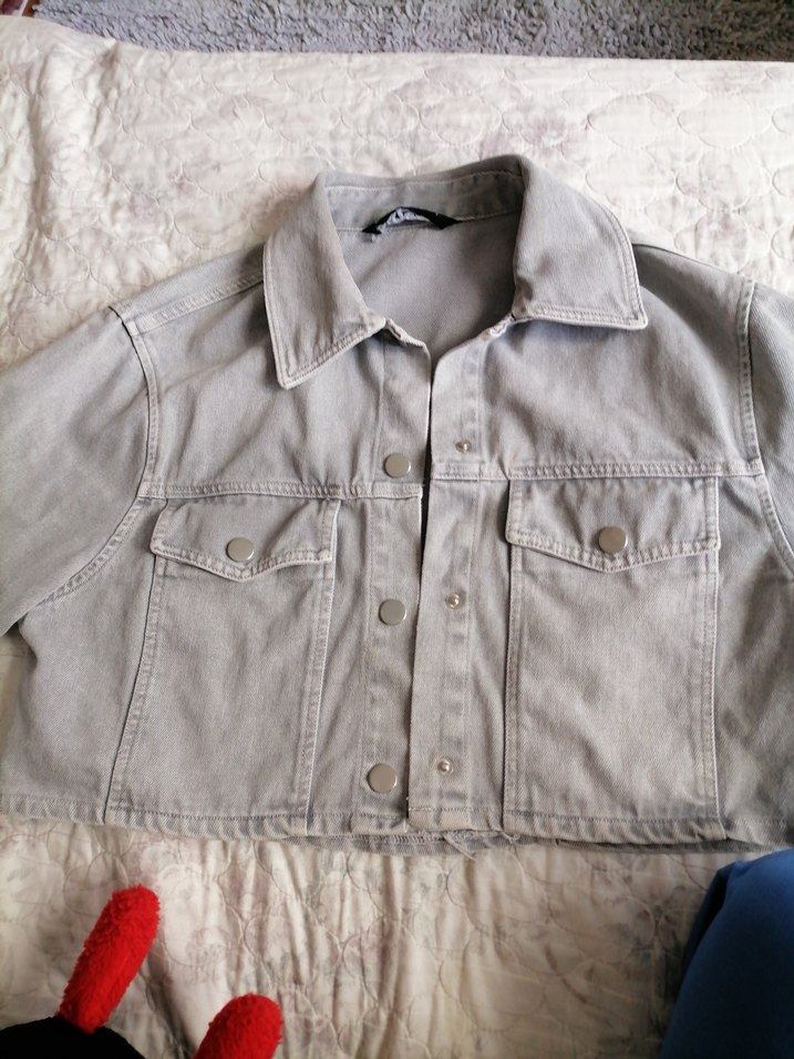 Gri Bol Kesim Denim Ceket - Görsel 2