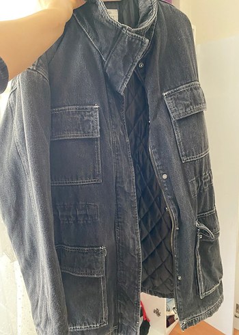 Gri Kadın Denim Midi Ceket - Görsel 4