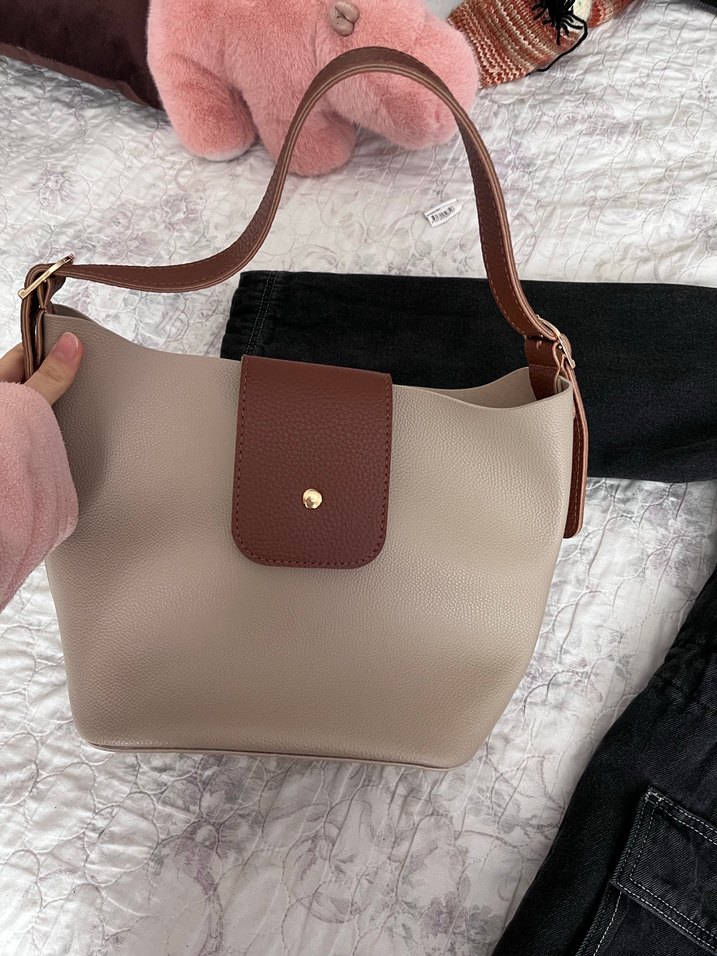 Bej Modern Klasik Deri Kadın Çanta - Görsel 2