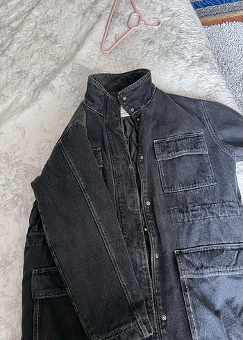 Düğmeli Siyah Kadın Denim Ceket - Görsel 2