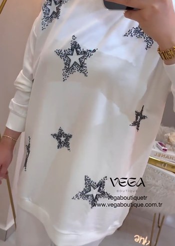 yıldız taş baskılı tunik
