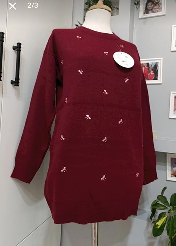 Nakışlı Beyaz Kadın Triko Kazak - Görsel 3