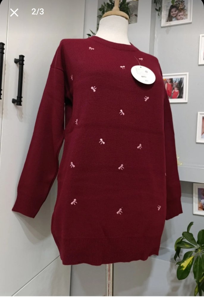 Nakışlı Beyaz Kadın Triko Kazak - Görsel 3