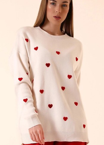 Nakışlı Siyah Uzun Kollu Triko Kazak - Görsel 3