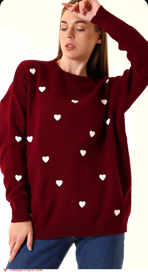 Nakışlı Siyah Uzun Kollu Triko Kazak - Görsel 4