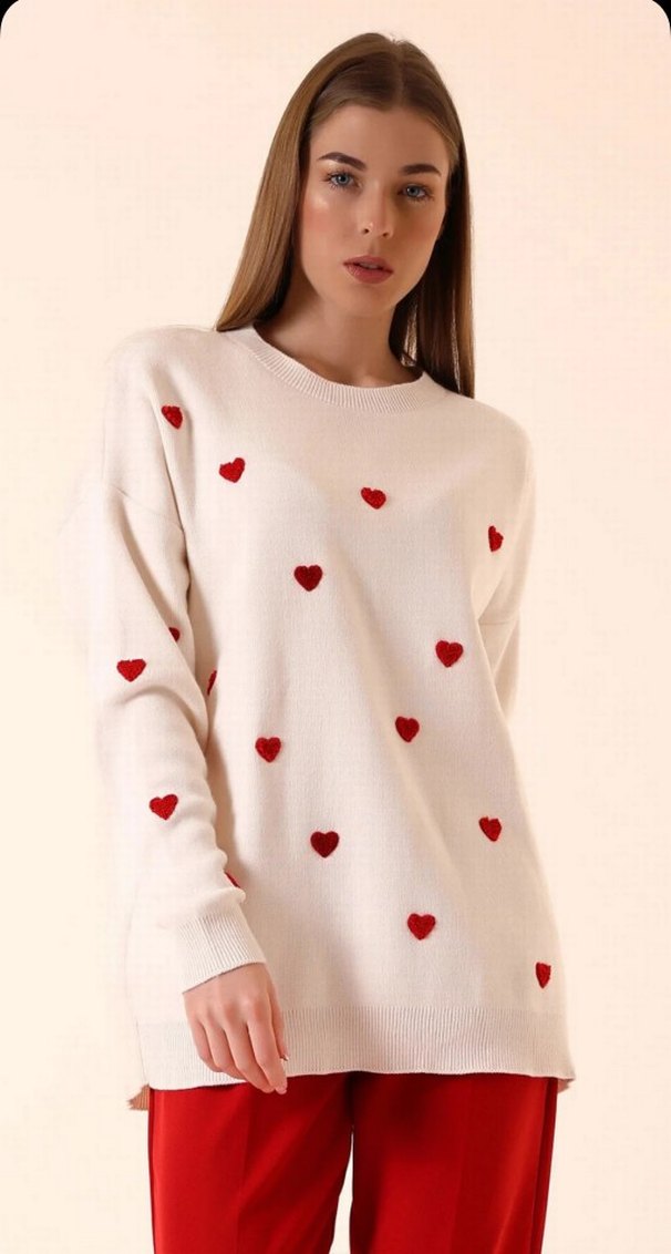 Nakışlı Siyah Uzun Kollu Triko Kazak - Görsel 3