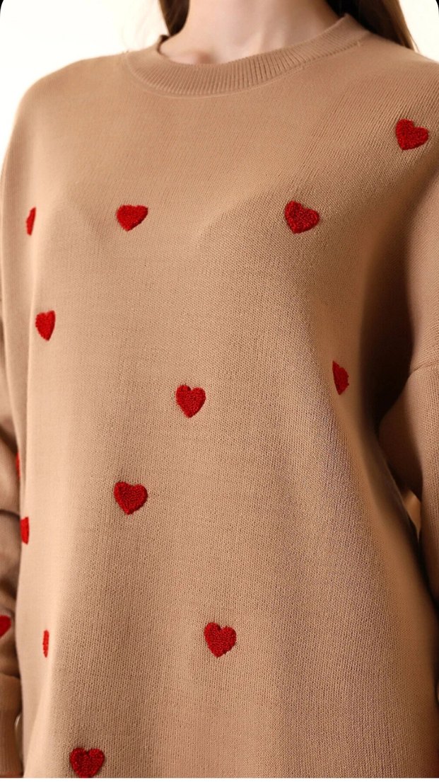 Nakışlı Siyah Uzun Kollu Triko Kazak - Görsel 5