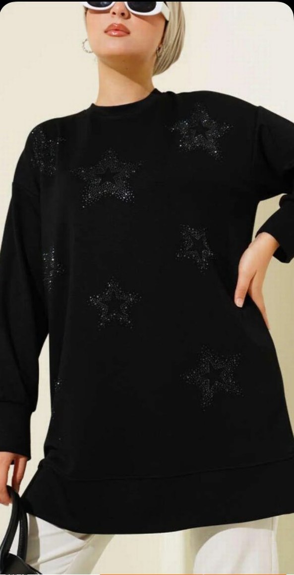 Bordo İşlemeli Triko Kadın Tunik - Görsel 2