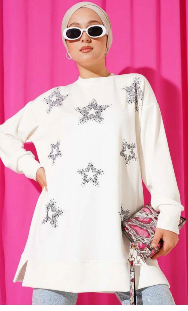 Bordo İşlemeli Triko Kadın Tunik - Görsel 3