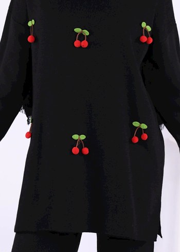 Nakışlı Gri Kadın Triko Kazak - Görsel 5