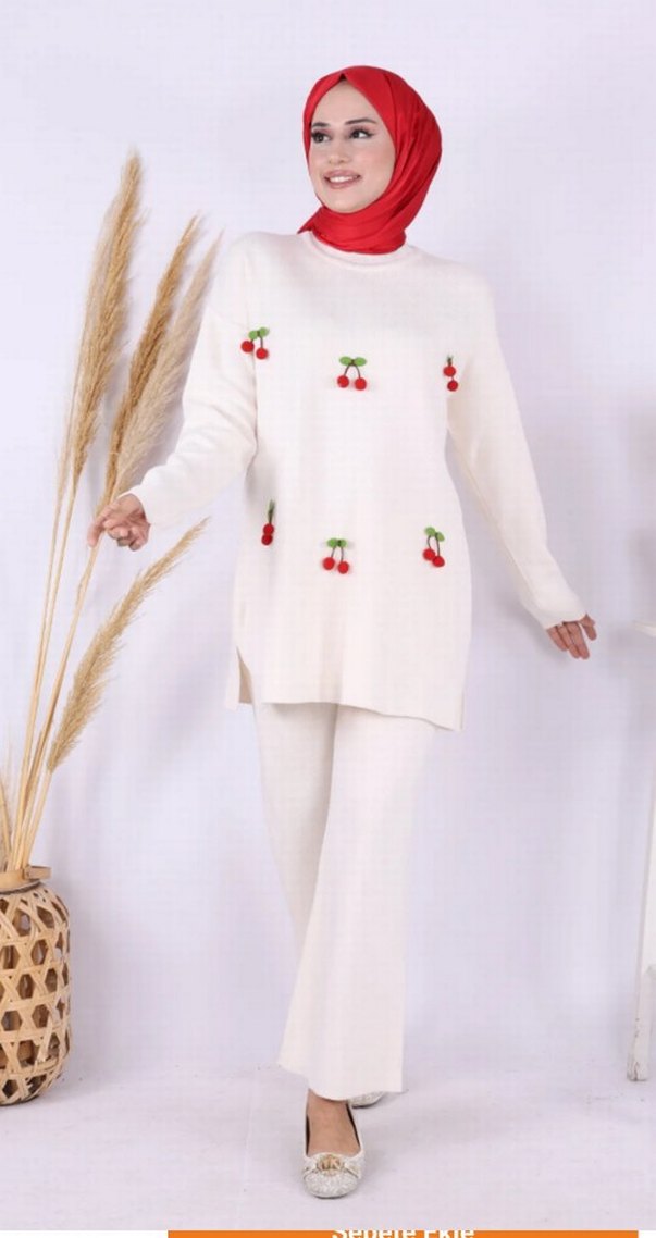 Nakışlı Gri Kadın Triko Kazak - Görsel 2