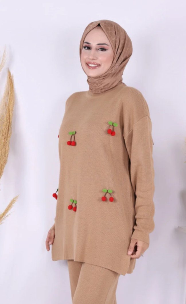 Nakışlı Gri Kadın Triko Kazak - Görsel 3