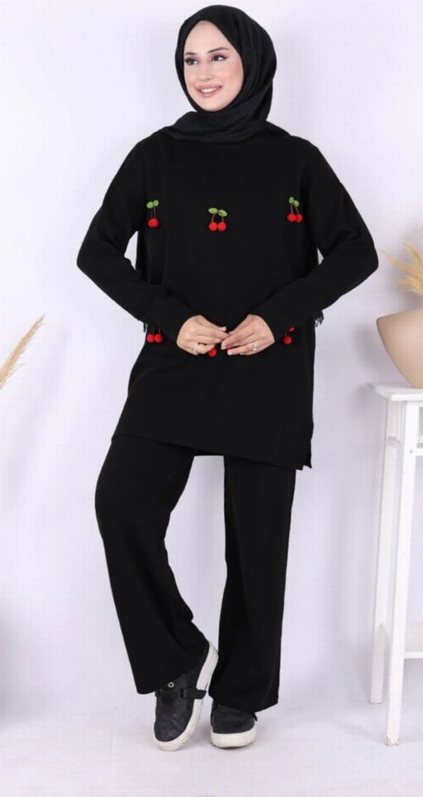 Nakışlı Gri Kadın Triko Kazak - Görsel 4