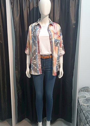 Bohem Çok Renkli Uzun Kollu Gömlek - Görsel 9