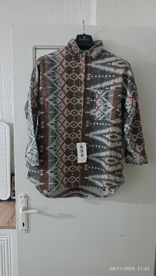 Bohem Çok Renkli Uzun Kollu Gömlek - Görsel 3