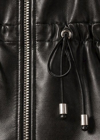 Deri Kemerli Siyah Midi Yelek - Görsel 2