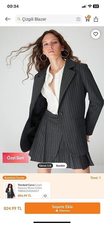 Çizgili blazer ceket