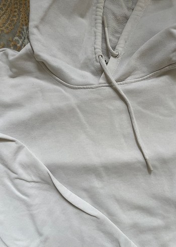 m Beden Kadın Beyaz Kapüşonlu Sweatshirt