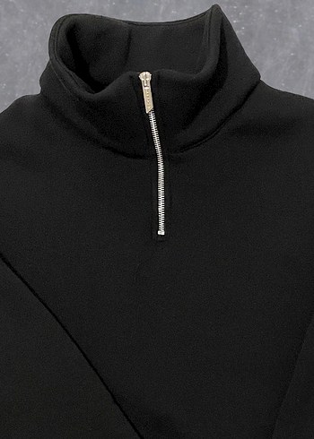 Diğer Yarım Fermuarlı Siyah Sweatshirt