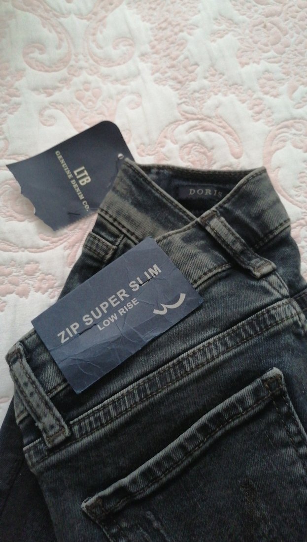 Gri Tie-Dye Desenli Fermuarlı Kadın Jean - Görsel 3