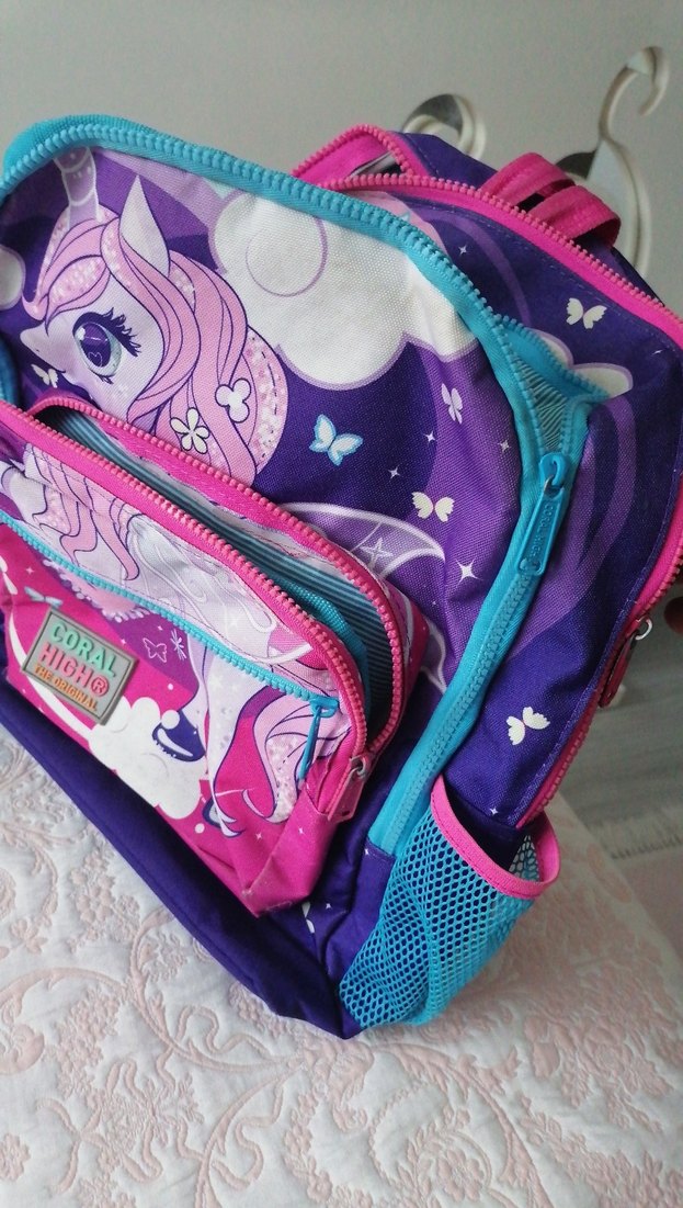 Renkli Mor Çocuk Okul Çantası - Görsel 3