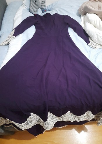 Uzun Mor Tesettür Kadın Elbise - Görsel 4