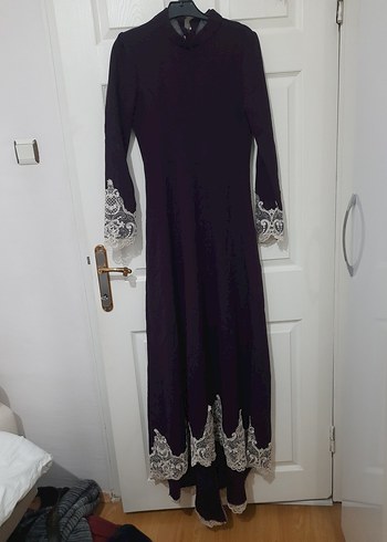 Uzun Mor Tesettür Kadın Elbise - Görsel 3