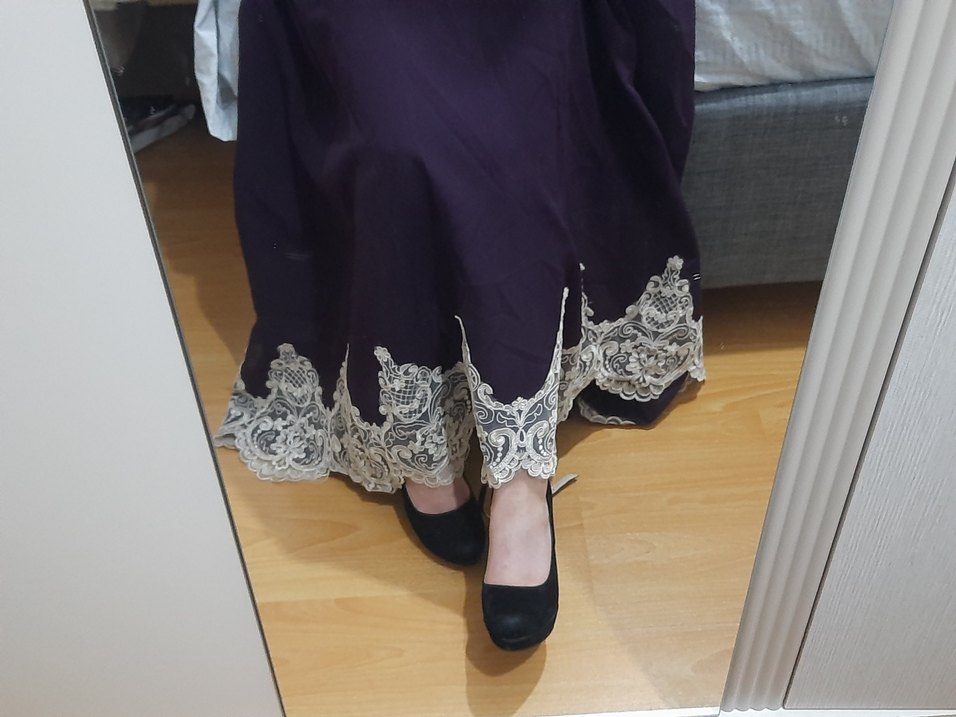 Uzun Mor Tesettür Kadın Elbise - Görsel 2