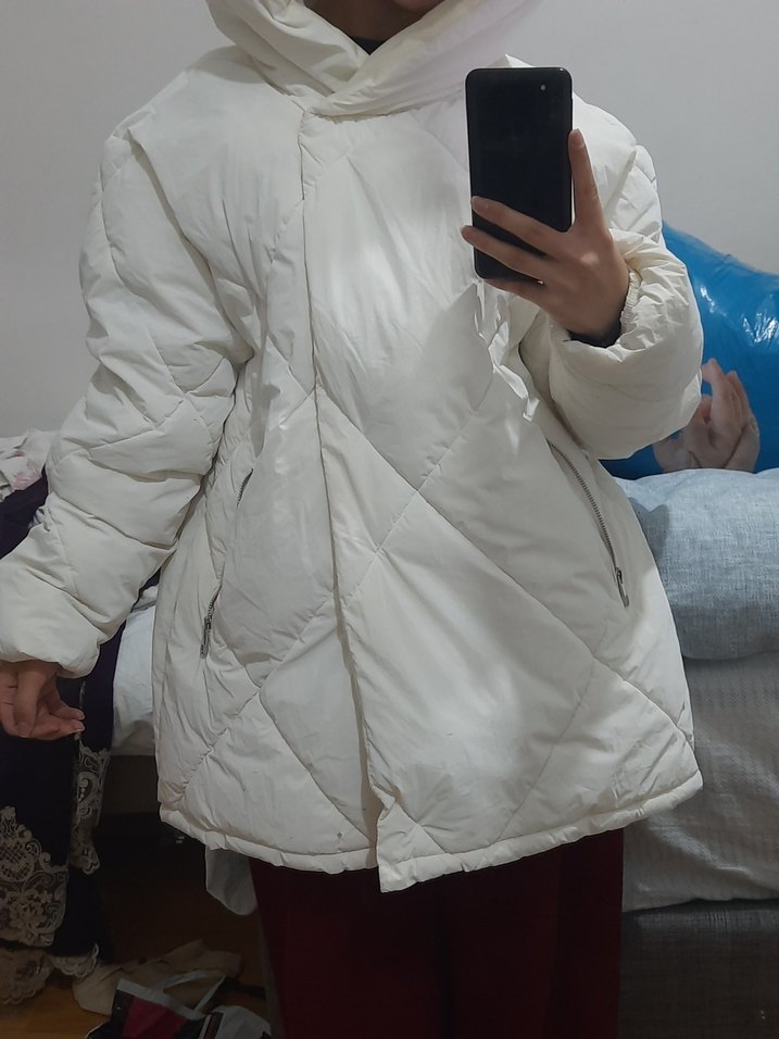 Kadın Beyaz şişme mont - Görsel 3