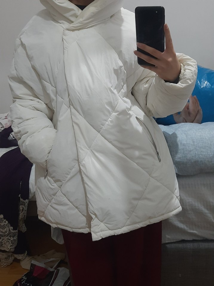 Kadın Beyaz şişme mont - Görsel 2