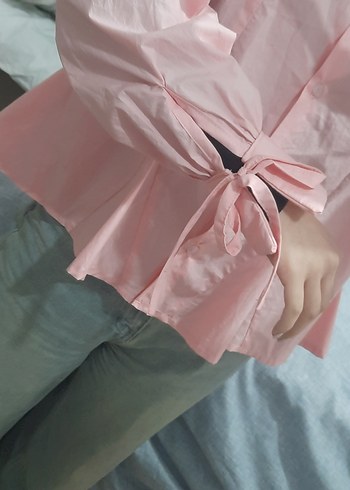 pembe poplin kumaş gömlek - Görsel 4