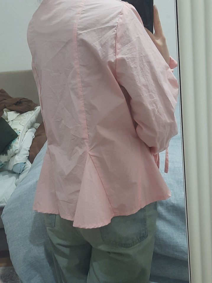 pembe poplin kumaş gömlek - Görsel 3