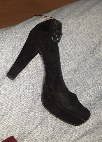 süet plartform topuklu ayakkabı - Görsel 3