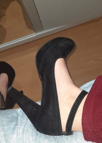 süet plartform topuklu ayakkabı - Görsel 4