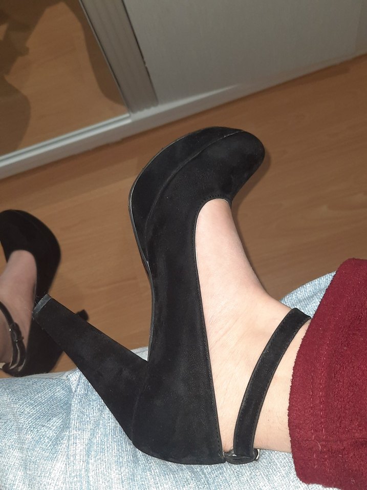 süet plartform topuklu ayakkabı - Görsel 4