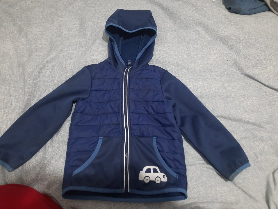 Kapüşonlu Fermuarlı Erkek Çocuk Mavi Mont - Görsel 3