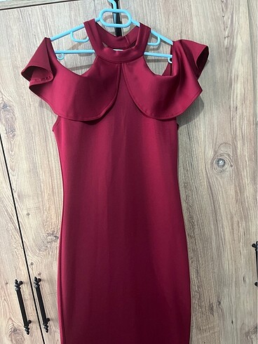 Bordo uzun Balık elbise - Görsel 3