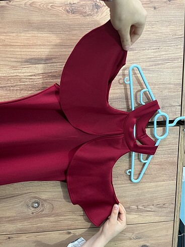 Bordo uzun Balık elbise - Görsel 4