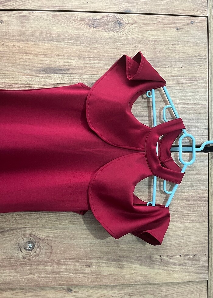 Bordo uzun Balık elbise - Görsel 2