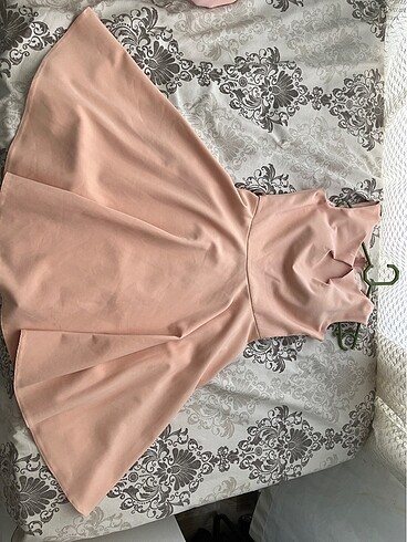 Kısa pudra pembesi elbise - Görsel 2