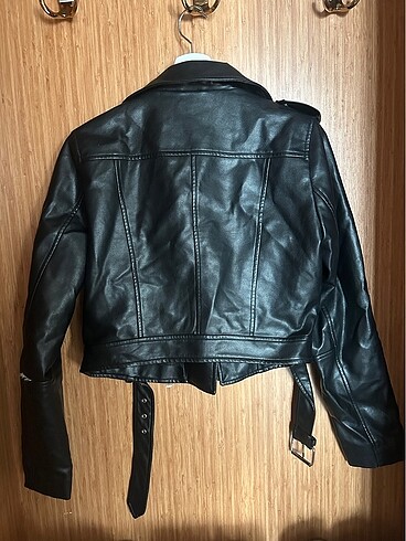 m Beden Stradivarius Kemerli Suni Deri Biker Ceket