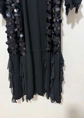 Tasarımcı Uzun Kollu Siyah Gotik Kadın Elbise